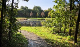 Wandel door het mooie park in Noorderpark Ruigenhoek